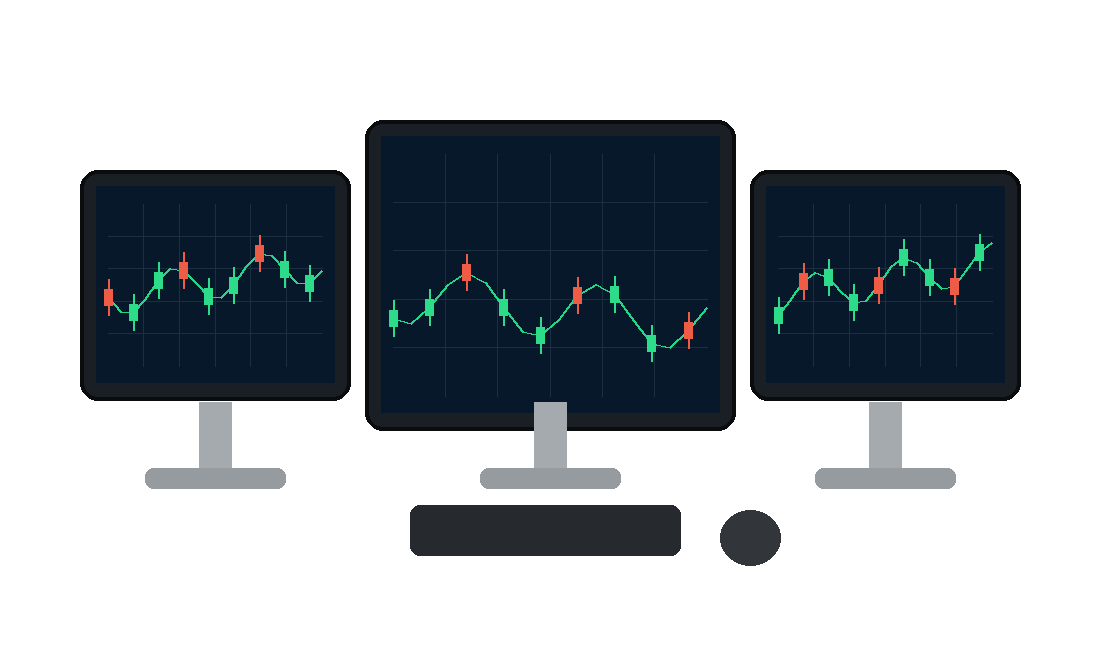 cTrader-style multi-monitor trading setup